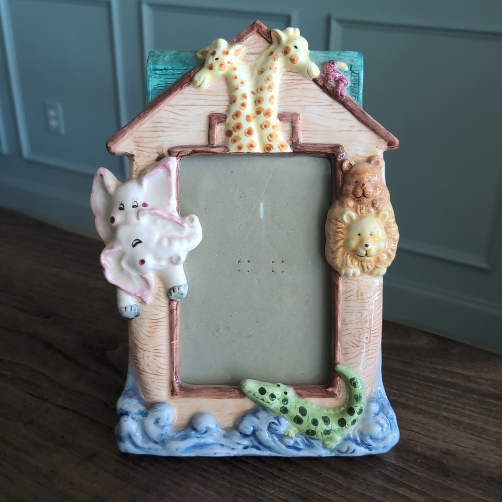 Markings Noah's Ark Picture Frame Welcome Aboard Ceramic 3D Animal Nursery